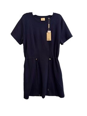 Elie Tahari NWT Stretch Knit Navy Dress Toggle Drawstring